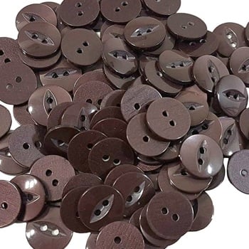 Round Fish Eye Buttons Size 18 - Brown