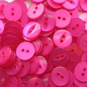 Round Fish Eye Buttons Size 18 - Cerise Pink