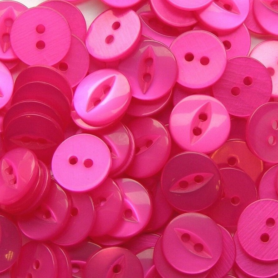 Round Fish Eye Buttons Size 22 - Cerise Pink