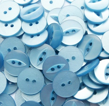 Round Fish Eye Buttons Size 26 - Light Blue