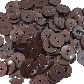 Round Fish Eye Buttons Size 30 - Brown