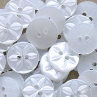 Round Star Buttons Size 18 - White