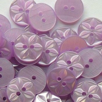 Round Star Buttons Size 18 - Lilac
