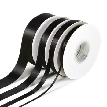 5 Metres Quality Double Satin Ribbon 6mm Wide - Black