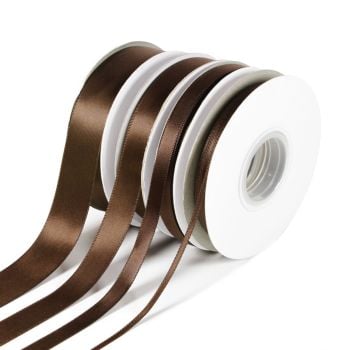 5 Metres Quality Double Satin Ribbon 10mm Wide - Brown