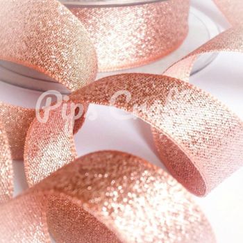 Berisfords Rose Gold Sparkly Metallic Lame Ribbon 7mm