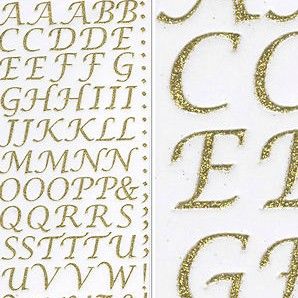 Sparkly Glitter Alphabet Stickers - Gold