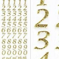 Sparkly Glitter Number Stickers - Gold