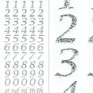 Sparkly Glitter Number Stickers - Silver