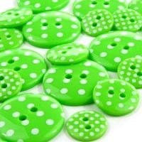 Round Spotty Buttons Size 20 - Emerald Green & White