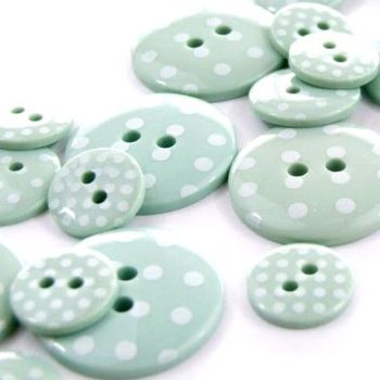 Round Spotty Buttons Size 20 - Pastel Green & White