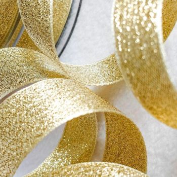 Berisfords Gold Sparkly Metallic Lame Ribbon 25mm