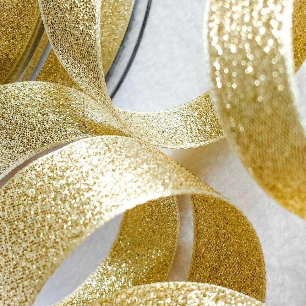Berisfords Gold Sparkly Metallic Lame Ribbon 7mm