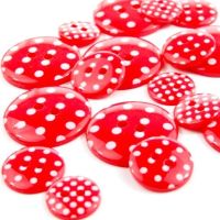 Round Spotty Buttons Size 28 - Red & White