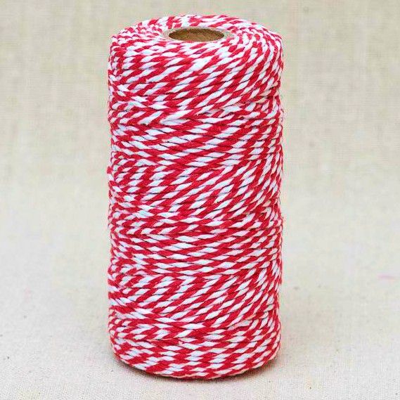 2mm Wide Bakers Twine - Red & White
