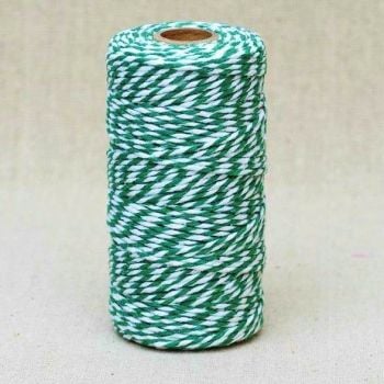 2mm Wide Bakers Twine - Green & White