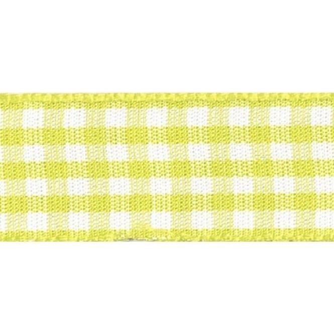Berisfords 5mm Wide Gingham Ribbon - Lemon