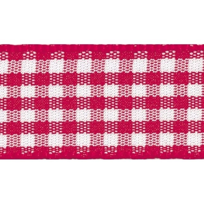 Berisfords 5mm Wide Gingham Ribbon - Red