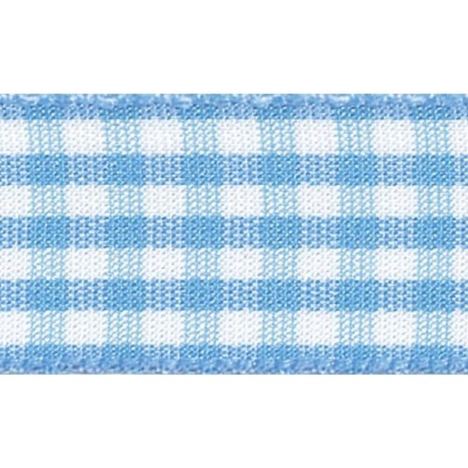 Berisfords 5mm Wide Gingham Ribbon - Sky Blue