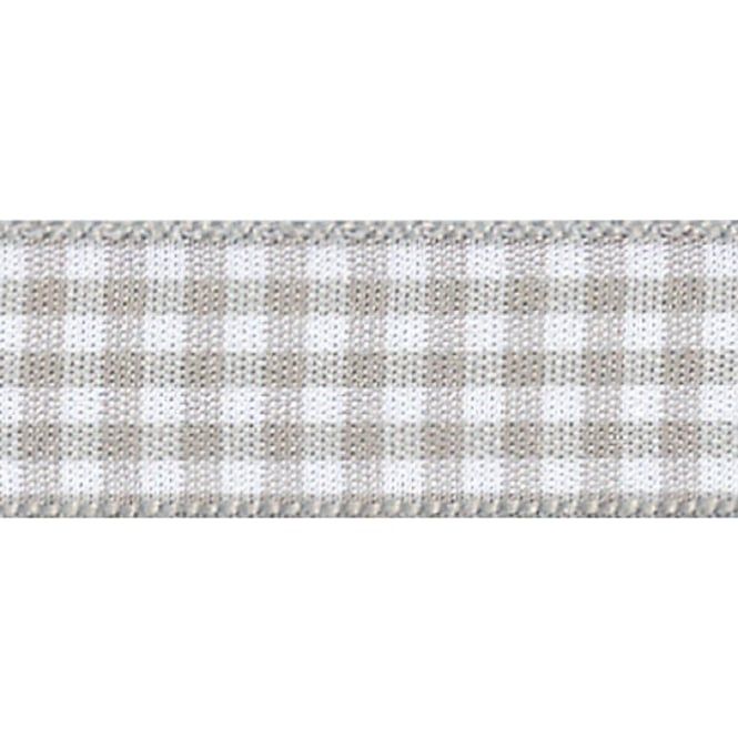 Berisfords 5mm Wide Gingham Ribbon - Steel Grey