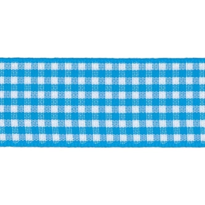 Berisfords 5mm Wide Gingham Ribbon - Peacock Blue