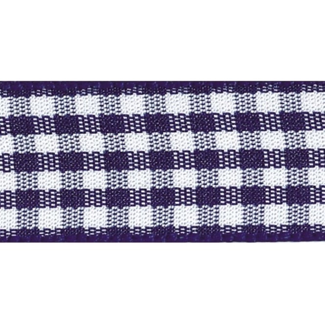 Berisfords 5mm Wide Gingham Ribbon - Navy Blue