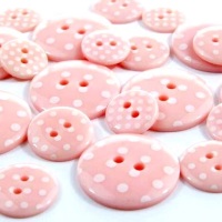 Round Spotty Buttons Size 36 - Baby Pink & White