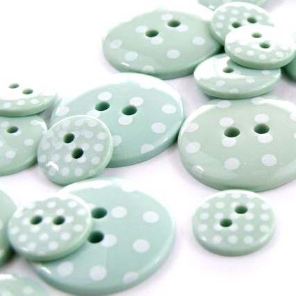 Round Spotty Buttons Size 36 - Pastel Green & White