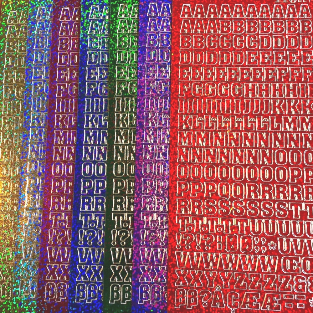 Sparkly Alphabet Letters Peel Off Sticker Sheet