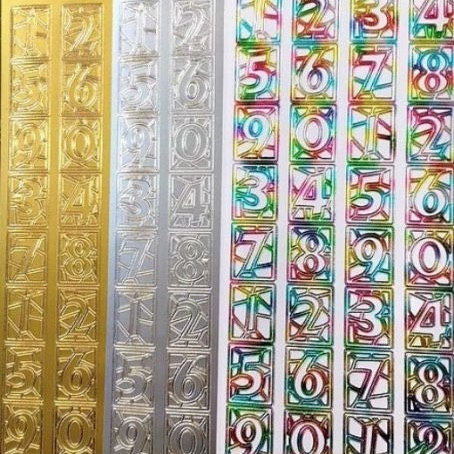 Stained Glass Style Numbers Peel Off Sticker Sheet