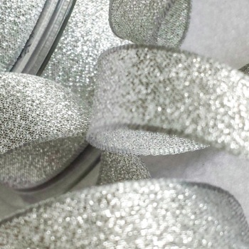 Berisfords Silver Sparkly Metallic Lame Ribbon 15mm