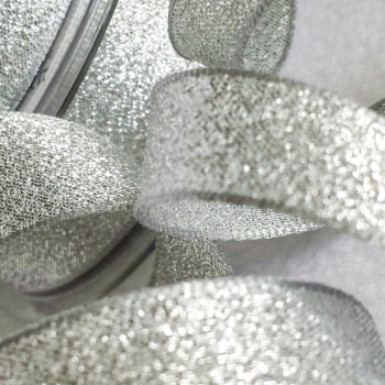 Berisfords Silver Sparkly Metallic Lame Ribbon 40mm