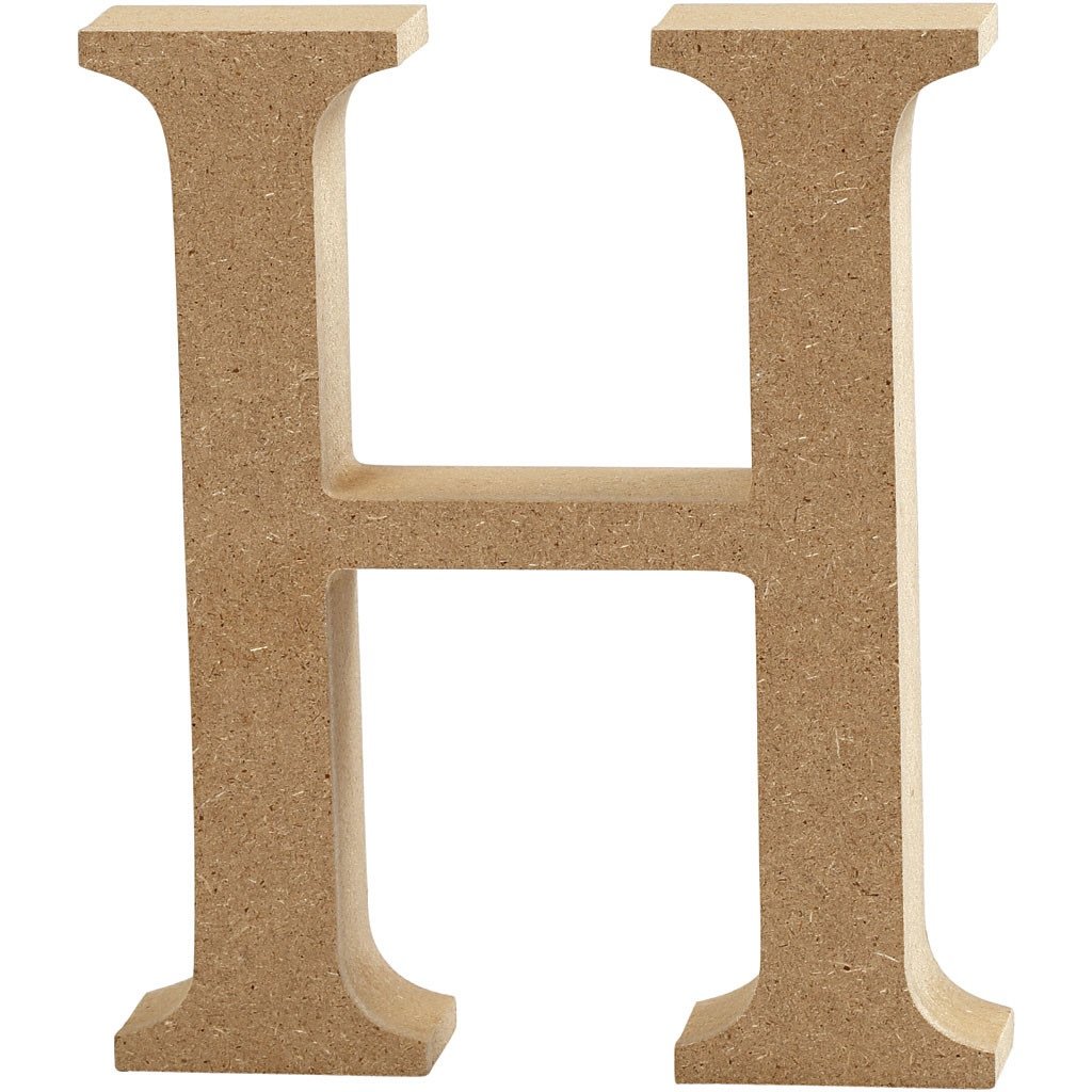MDF Free Standing Wooden Alphabet Letter H - 13cm High