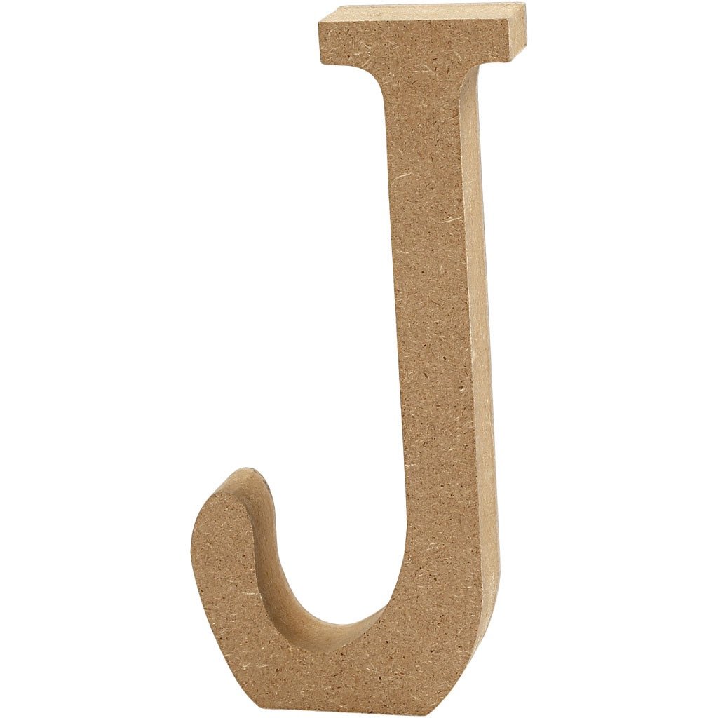MDF Free Standing Wooden Alphabet Letter J - 13cm High
