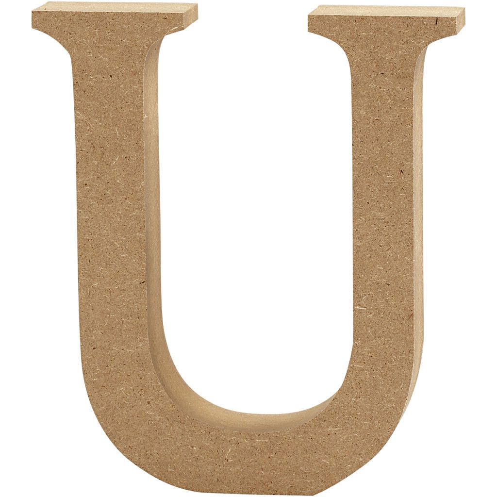 MDF Free Standing Wooden Alphabet Letter U - 13cm High