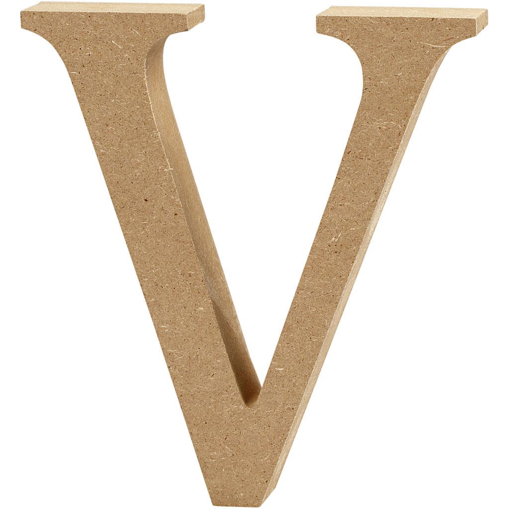 MDF Free Standing Wooden Alphabet Letter V - 13cm High