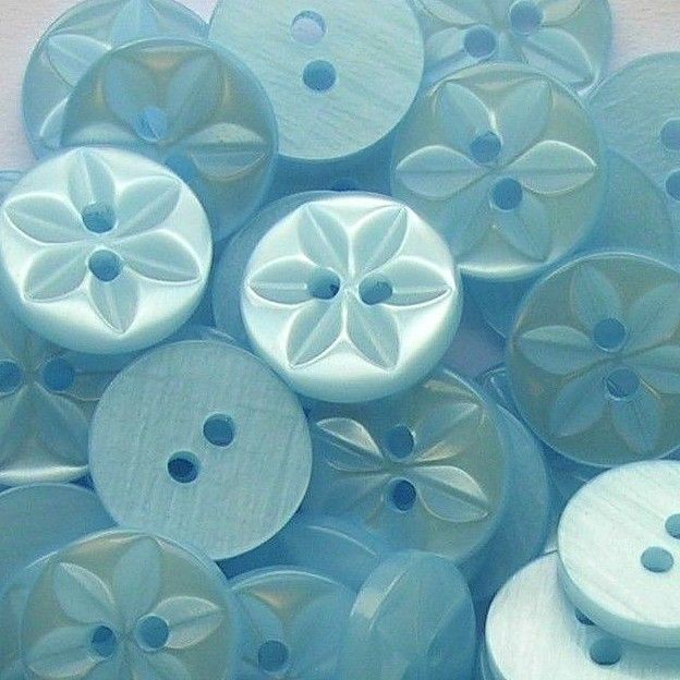 Round Star Buttons Size 26 - Baby Blue