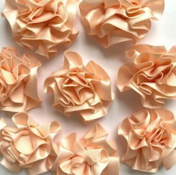 Satin Ribbon Ruffle Roses 3.5cm - Peach