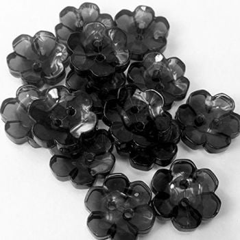 Clear Flower Buttons Black - 13mm