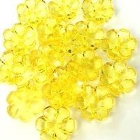 Clear Flower Buttons Yellow - 13mm