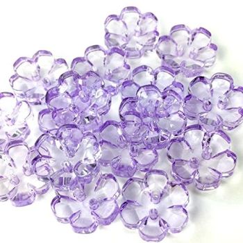 Clear Flower Buttons Lilac - 13mm