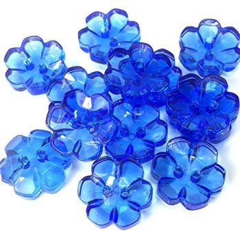 Clear Flower Buttons Royal Blue - 13mm