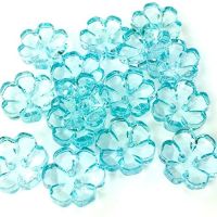 Clear Flower Buttons Turquoise - 13mm