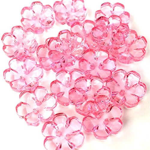 Clear Flower Buttons  Coral Pink - 13mm