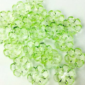 Clear Flower Buttons Green - 15mm