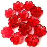 Clear Flower Buttons Red - 15mm