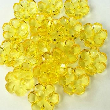 Clear Flower Buttons Yellow - 15mm