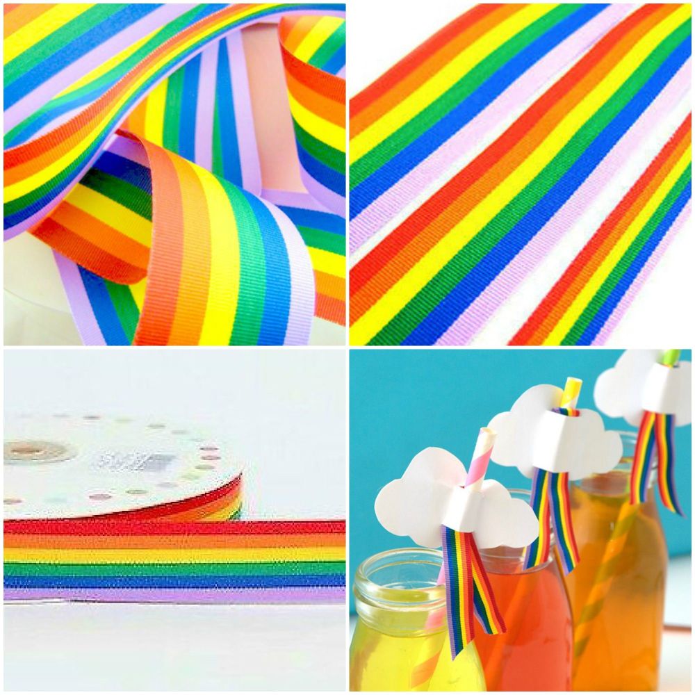 Multi Colour Grosgrain Rainbow Ribbon - Choice Of Widths