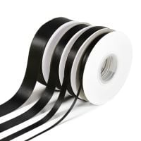5 Metres Quality Double Satin Ribbon 15mm Wide - Black