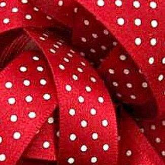 Berisfords Micro Polka Dot Spotty Ribbon 15mm - Red